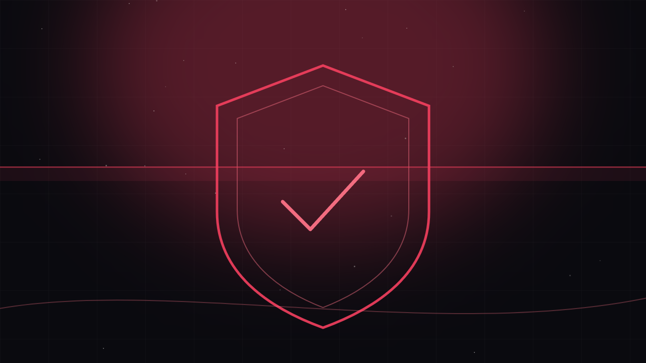 Shield with a check mark crossed by a scan line